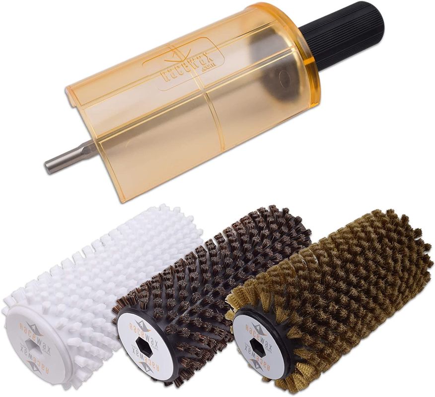 120mm Snowboard Ski Wax Brush Roto Brush Kit Snap Out Quick Change Axle 3 Pieces