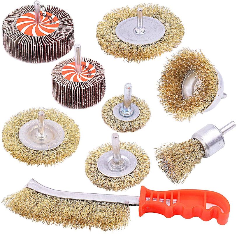 Brass Coated Wire Wheel Brush 9pcs Brass Plating Filament